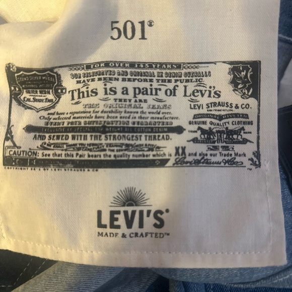 NWOT- Men’s Levi's 501 Made & Crafted Patchwork Original Fit Jeans. Size 32 x 32 - Picture 10 of 12